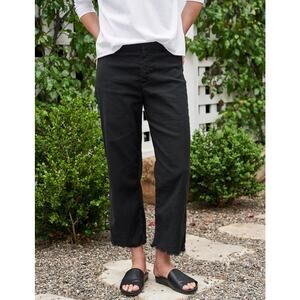 Frank & Eileen Kinsale Linen Pants Black Crop Raw Hem Size 6